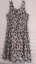 Talbots Petites A-Line Floral Dress 14P Sleeveless Scoop Neck Pockets Knee