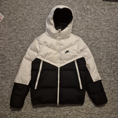 Nike Windrunner Hooded Down Puffer Jacket White Duck Down Black White Size Small