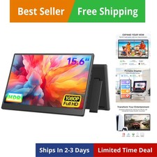 Portable Monitor 15.6-inch FHD 1080P Ultra-Slim Travel External Monitor HDR I...