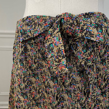 Vintage 70s Lurex Abstract A-Line Maxi Skirt Gold Black Red Blue Green Purple S