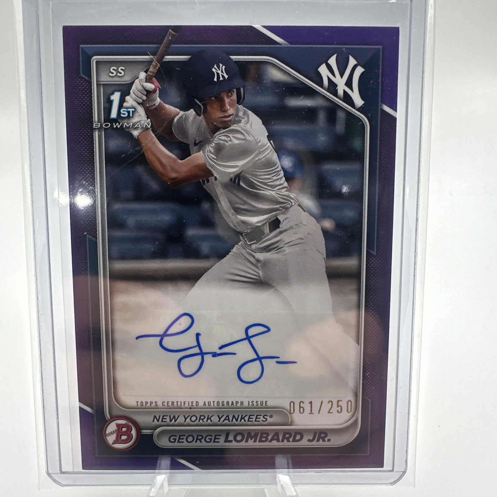 2024 George Lombard Jr. Bowman 1st Purple Paper Auto #061/250