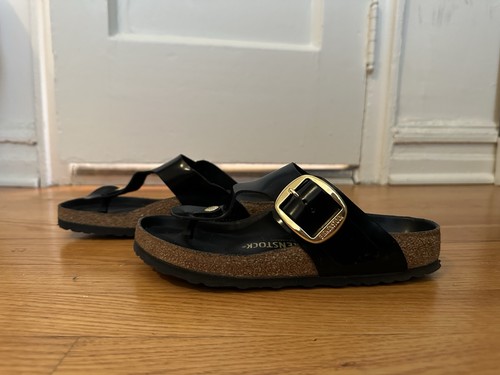 Birkenstock Women's Black Thong Sandals Buckle Adjustable Synthetic US 7.5 - Picture 8 of 10