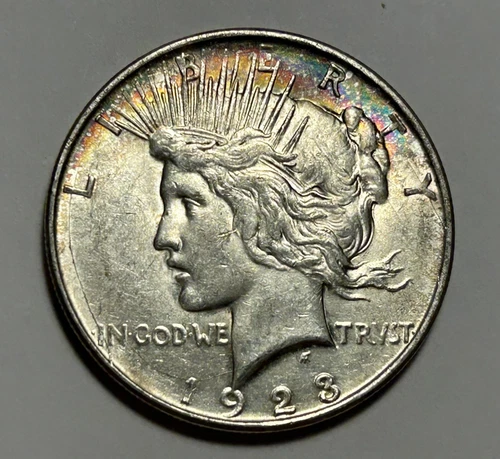 1923 D  PEACE DOLLAR AU-BU