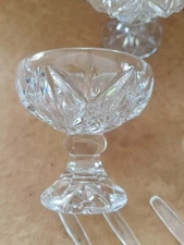 Set of 6 Vtg Crystal Footed Salt Cellars with spoons