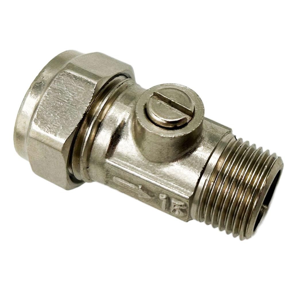 15mm x 3/8"" Isolation Valve Flat-Faced Straight Compression x Male BSP