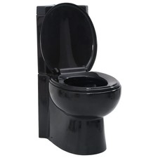 WALPLUS WC Ceramic Toilet Bathroom Corner Toilet Black Compact