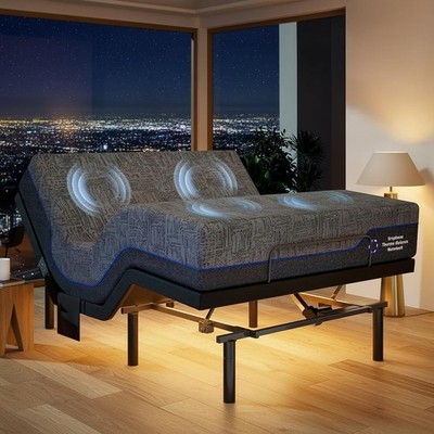 Queen Massage Adjustable Base Dual Motor 14 Memory Foam Mattress NS1 Wireless