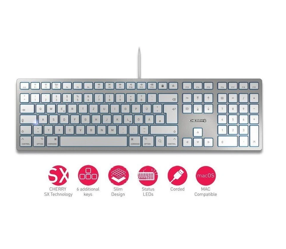 Cherry KC 6000 Slim Tastatur USB ultraflach leise Mac Layout Scissor Mechanik - Bild 2 von 4