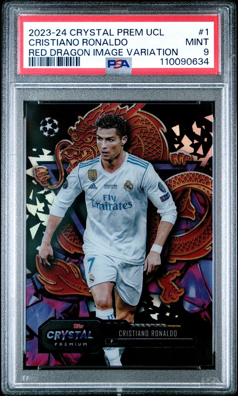 Cristiano Ronaldo 2023 Topps Crystal Red Dragon Image Variation SSP Madrid PSA 9
