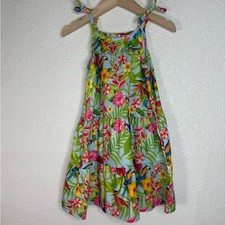 Tommy Bahama Girls Tropical Jungle Parrot Floral Dress Size 3T