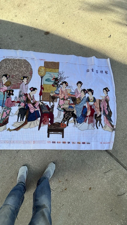 Handmade Chinese Cross Stitch Tapestry “Four Arts of the Chinese Scholar” 10ft - Image 2 of 4