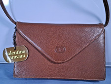 VTG Valentino Garavani Brown Leather Single Strap Shoulder Bag Italy Clutch NEW