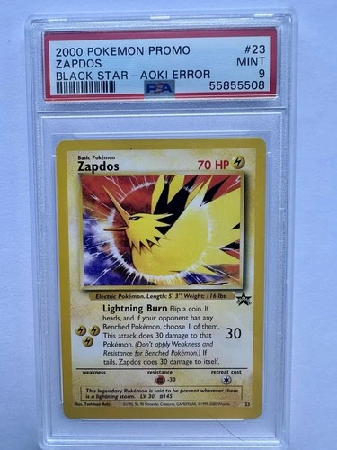 Pokémon TCG Zapdos Black Star Promo Card 2000 #23 PSA 9