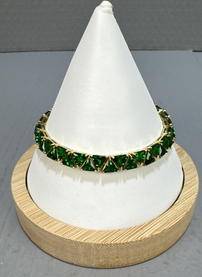 UTC? Gold Tone 925 Sterling Silver Emerald Trillion Cut Tennis Bracelet