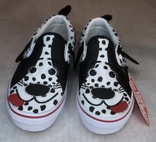 VANS Dálmata Blanco y Negro Perro Zapatos Sin Cordones Niños Talla 2.5 Nuevos