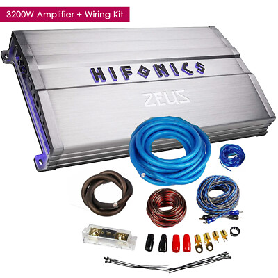 Hifonics zg3200.1x  3200W 1 Ohm Stable Class D Car Amplifier w/ Wiring Kits
