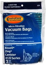 3 Envirocare Brand Bissell Zing Vacuum Bags For Model 820 4122 2154 1668 2138425