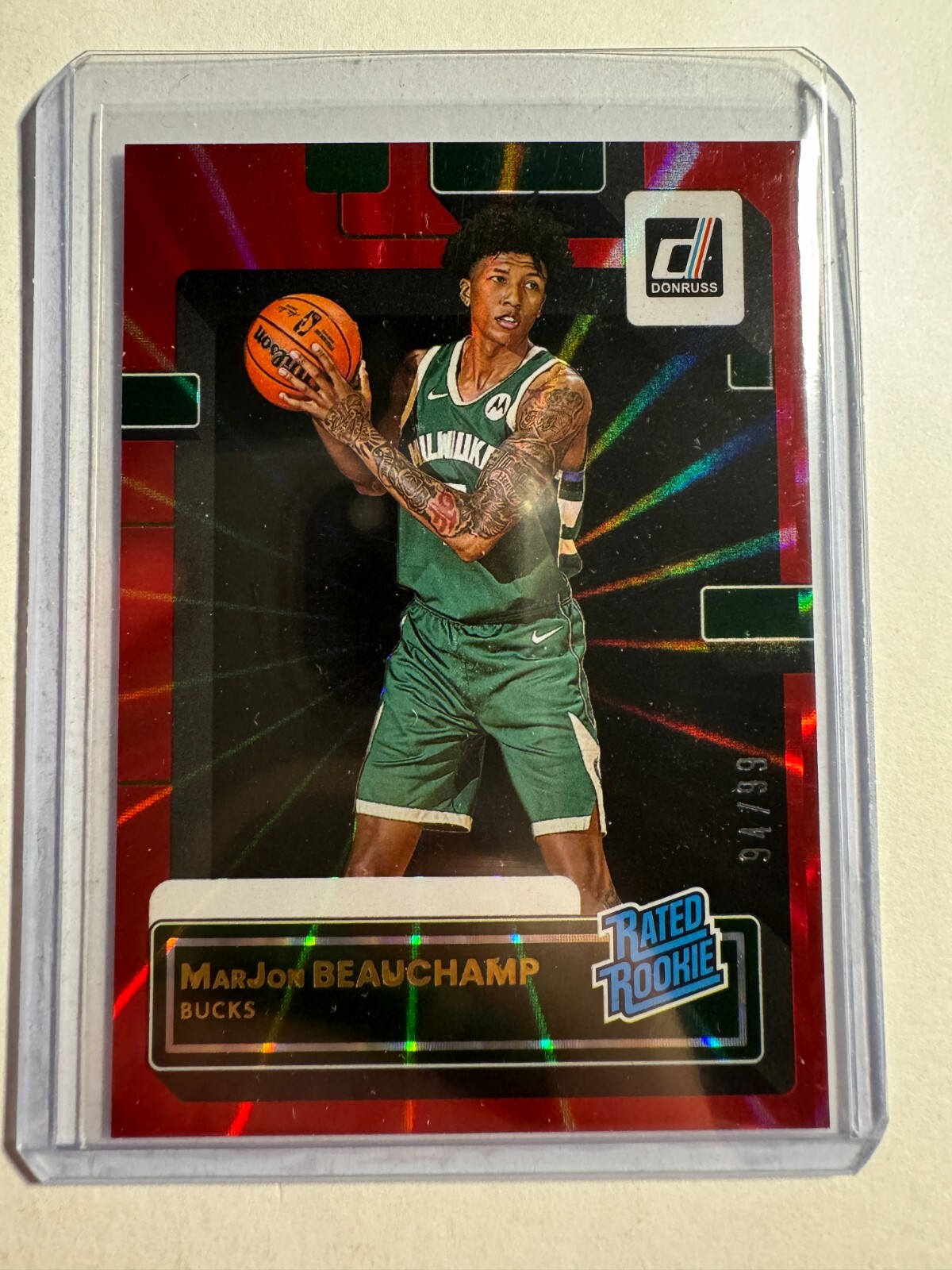 K166,339 - 2022-23 Donruss Holo Red Laser #224 MarJon Beauchamp RR #/99