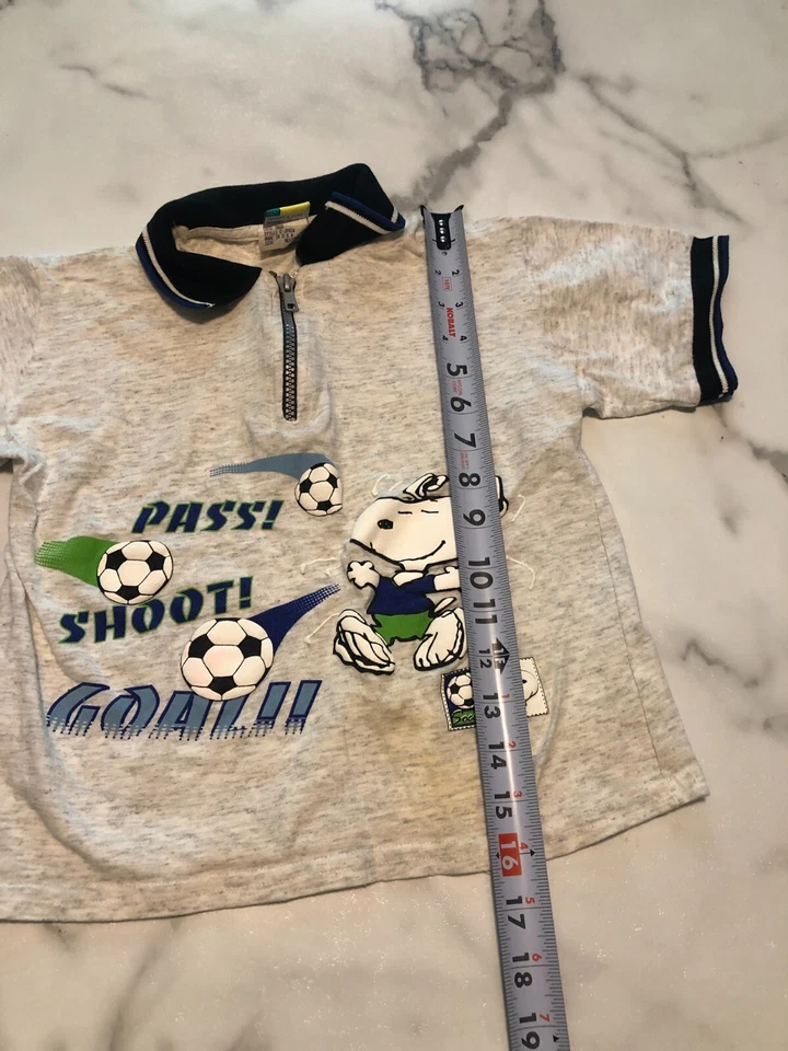 Snoopy Peanuts Shirt Boys Medium Gray Polyester Collared Short Sleeve 1/4 Zip - Image 4 of 4