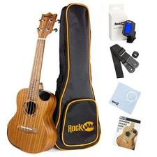 RockJam Premium Concert Ukulele Kit with Tuner, Gig Bag, Strap, Picks  Spare St