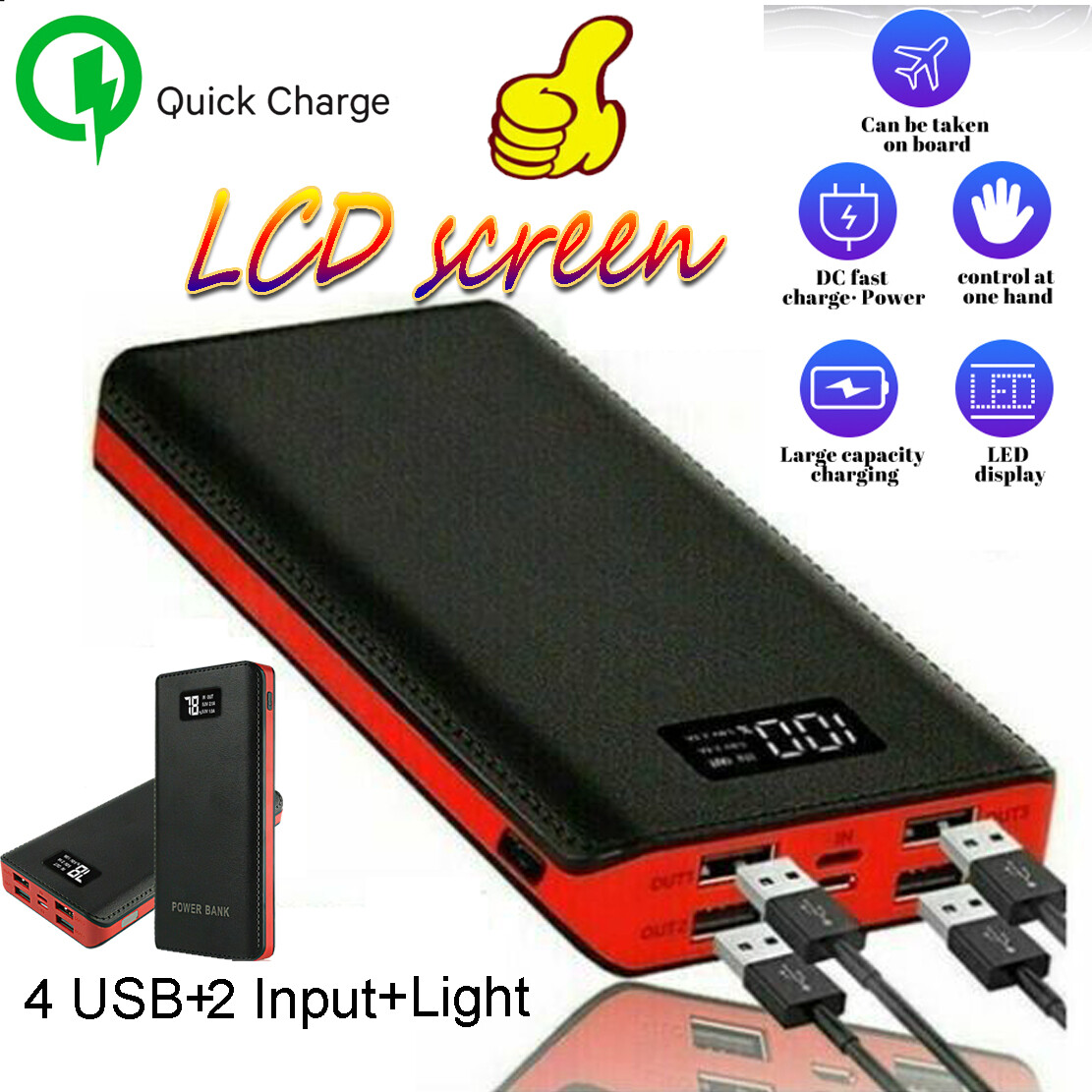 10000mAh Portable Power Bank with 4 USB Fast Charging Ports