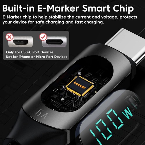 USB-C-C Kabel PD 100W LED Anzeige Schnellladekabel Ladekabel für iPhone 15/16 2M - Bild 5 von 7