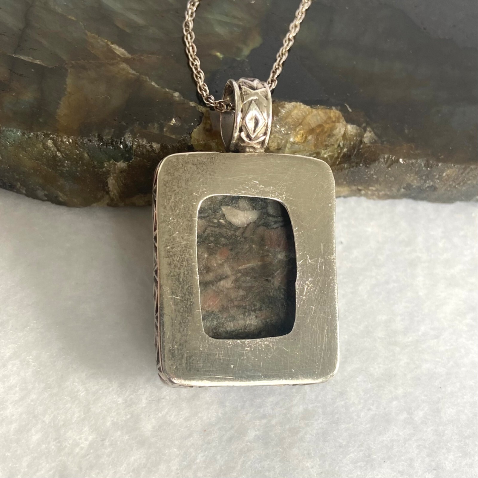 Sterling Silver 925 Rectangular Crinoid Fossil Ca… - image 10