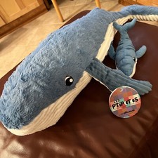 NEW NWT Les Deglingos Les Ptipotos Orca Blue Whale & Baby Plush 27”