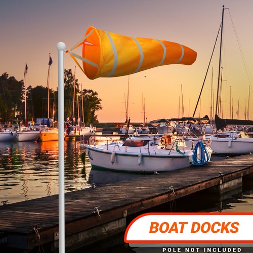 Orange Windsock 60 Inch Wind Direction Measurement Printed Polyester by G128 - Picture 6 of 9