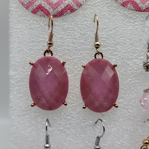 Lot Of 7 Pretty In Pink Dangle Vtg To Now Pierced Earrings - Bild 6 von 24