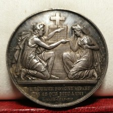 Medalla histórica de plata de 39 mm de 1861 de Petit Religious Wedding de San Mateo