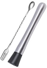 10 Inch Stainless Steel Muddler For Cocktail And 10 Inch Mixing Bar Spoon 2 Pice