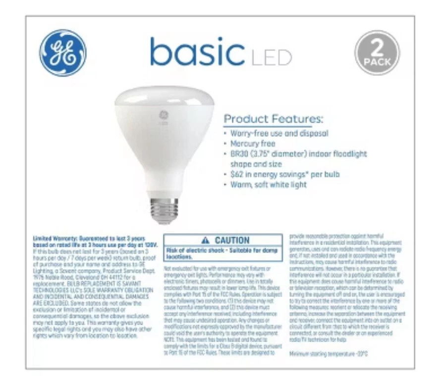 GE 2pk 65W Basic BR30 LED Indoor Floodlight Bulbs Soft White - Image 3 of 4