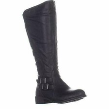 New Style Co. Women's Milah Black Knee-High Riding Boots 1.25" Heel US 10