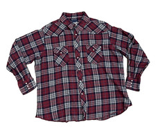 Vtg Wrangler Pearl Snap Shirt Mens 2XL Flannel Western Plaid Cowboy