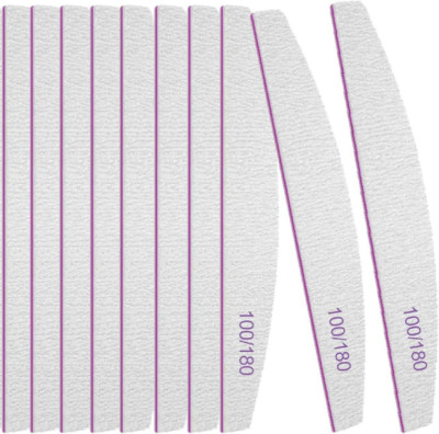 10x Profi Nagelfeilen 100/180 Körnung Halbmond Emery Board Buffer Feile Set