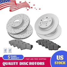 Front Rear Drilled Disc Brake Rotors Ceramic Brake Pads for Lincoln MKZ Mazda 6