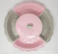 Vintage Hoenig of California USA Chips And Dip Fall Leaf Set Pink and Gray MS