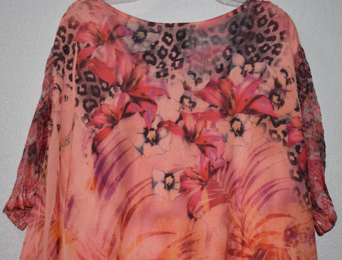 Catherines Top 4X Semi Sheer Tropical Hawiian Lightweight stretch Pullover Shirt - Picture 11 of 20