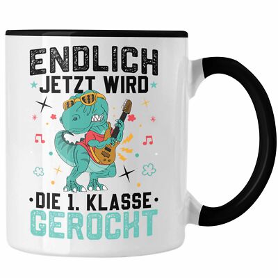 Trendation - Erste Klasse Wird Gerockt Tasse Geschenk zur Einschulung Dinosaurer