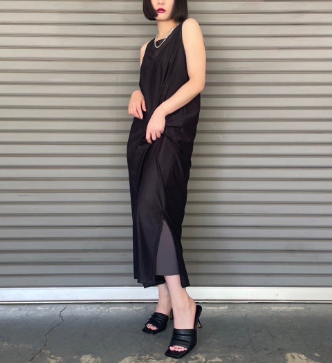 Mame Kurogouchi Uniqlo Women Elegant Mesh Sleeveless Long Dress