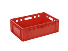 12  Lagerbox E2 Eurokiste Transportkiste Fleischerkiste 60x40x20 cm rot neu
