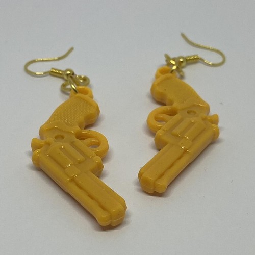 Pistol Gun Charm Earrings 7 cm long, Hooks Kitsch Unusual Hooks. Pick colour - Picture 30 of 41