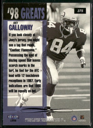 Joey Galloway 1998 Ultra #375 Seattle Seahawks - Bild 2 von 2