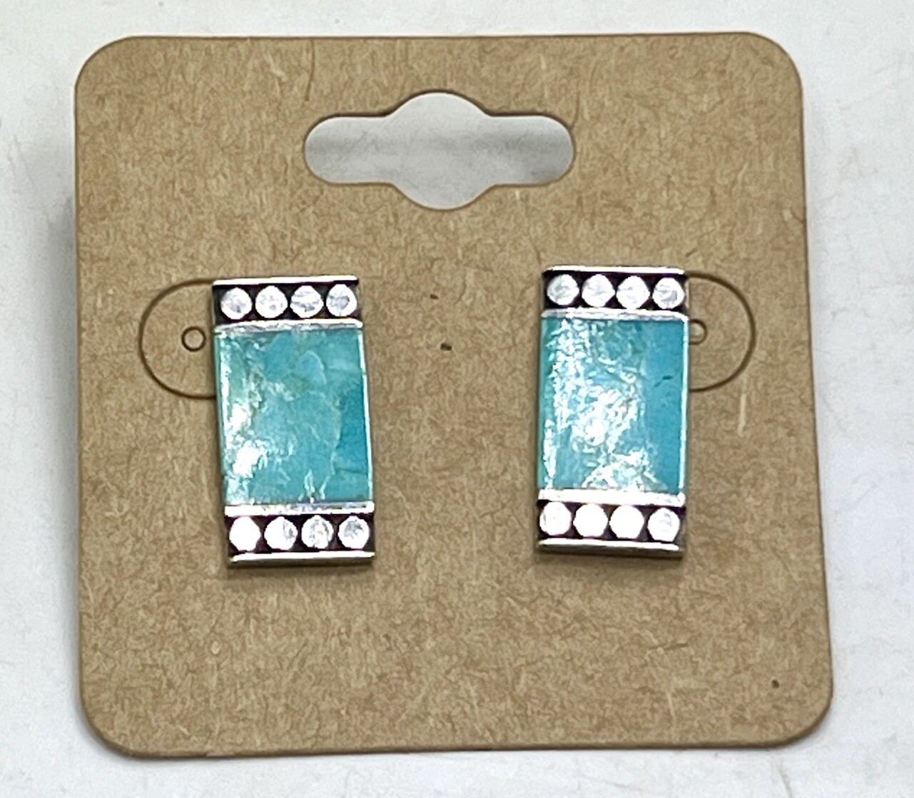 Vintage Sterling Silver Rectangular Turquoise Stu… - image 16