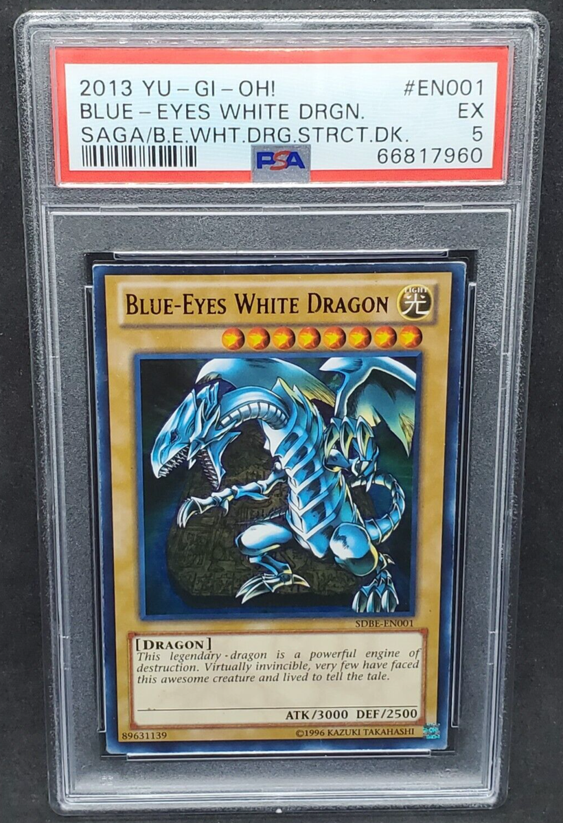 Yugioh PSA 5 EX Blue-Eyes White Dragon SDBE-EN001 Ultra Rare Saga