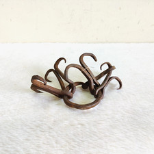 19c Vintage Originale Old Primitivo Fatto a Mano Acqua Well Secchio Ferro Ganci