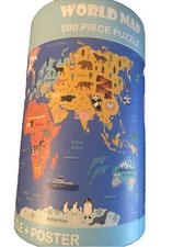 World Map 500 Piece Puzzle Poster 19.7 X 13.8 Home School Geography Earth