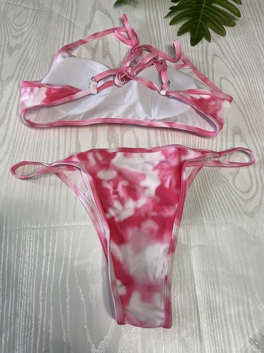 Pink Tie Dye Swimsuit for Women Two Pieces M - Picture 2 of 4