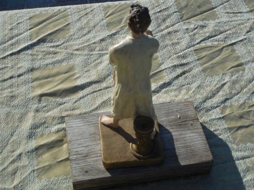 OLD PLASTER STATUE MAN HOLDING BABY,JUST MARRIED WEDDING GIFT IDEAS - Picture 5 of 8
